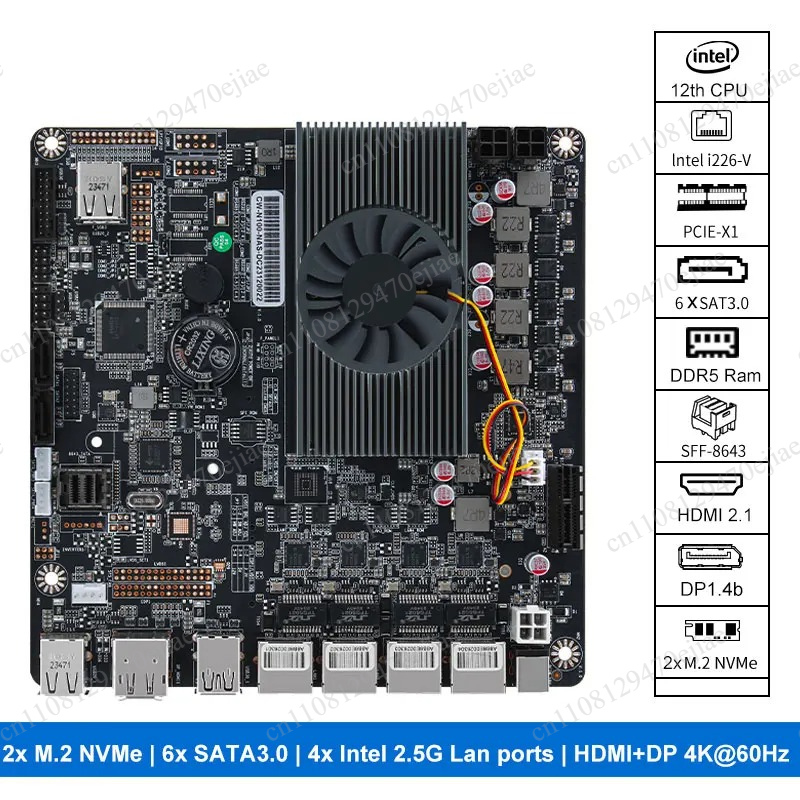 Placa base NAS N100 de 6 bahía - Nas Motherboard N100 6 Sata reseña y precio